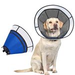 Dog Cone Collar for Dogs After Surgery,OneTigris Adjustable Head Cone for Large Dogs,Neck Soft Cone Alternative Elizabethan Dog Recovery Collars Prevent Licking (Blue, L)