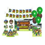 PRETTY UR PARTY Minecraft Party Decorations Kit-70 pcs Includes Banner Balloons centerpiece danglers, Birthday Decoration Items, Birthday Party Supplies Decor, Birthday Banner for Girls Boys Kids