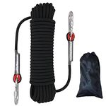 Outdoor Climbing Rope, Diameter 10mm Outdoor Static Rock Climbing Rope, Safety Rope for Escape, Fire Rescue, Ice Climbing, Parachute, Tree Climbing (Black, 20m)