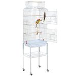 Yaheetech Metal Bird Cage for Small Birds Parrot Cage for Budgie/Lovebirds/Canary/Cockatiel with Open Play Top Rolling Stand