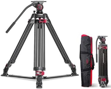 miliboo Heavy Duty Tripod for Camera,Video Tripod with Fluid Head,Aluminum Heavy Duty Tripod for Camera,Maxload 33lbs with Tripod Horseshoe Spike(MTT609A)