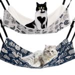 Cat Hammock for Cage Hanging Reversible 2Pack,Pet Hammock Bed Adjustable,Soft Sleeping Hammock for Cats,Ferret,Puppy,Rabbits,Small Animals (CAT, L)