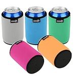 Cosmos Pack of 5 Non Skid Full Flat Bottom Neoprene 12 OZ Can Cooler Sleeves Can Insulated Cover for Soda, Beer & Water Bottles (For 12 oz Standard Can Size)