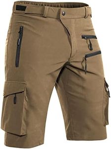 Hiauspor Men's Mountain Bike Shorts Stretch Hiking Cargo Shorts Quick Dry with Zipper Pocket for Cycling Casual Tactical (Khaki 3XL)