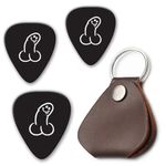 Pack of 3 DickPicks with Genuine Leather Plectrum Holder Keyring - Choose between Floppy, Semi or Stiffy (Floppy)