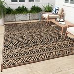 MontVoo-Outdoor Rug 5x8ft Waterproof Outdoor Carpet Patio RV Camping Rug-Outdoor Area Rug Mat for Portable Boho Rugs Deck Picnic Backyard Porch Beach Brown