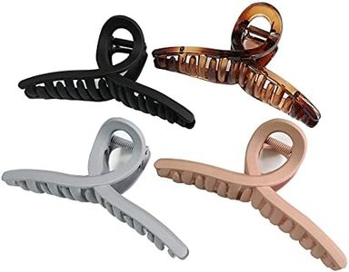 Nalodu Hair Claw Clips Large 4.3 Inch No Slip Big Matte Jaw Butterfly Clip Clamp 4 Colors for Thin Fine Thick Hair Women, 4 Pack