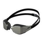 Speedo Unisex Fastskin Hyper Elite Swimming Goggles Competitive Goggles Performance Goggles Training Goggles Hydrodynamic, Black/Oxid Grey/Chrome, One Size