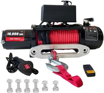 10,000 lbs Electric Winch with 85ft Synthetic Rope, 12V Waterproof Truck Winch & Wireless Remote Control for Off-Road Recovery, Towing on SUV, Truck, UTV, ATV,and Off-Road Vehicles