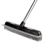 Godiyyer Pet Hair Rubber Broom with Carpet Rake and Squeegee, 2 in 1 Floor Brush for Carpet, 62 inch Adjustable Handle,Silicone Broom Black (2)