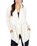 Lucky Brand Womens Ivory Striped Long Sleeve Open Cardigan Trapeze Sweater Size: XS