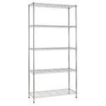 BestOffice 5 Tier Wire Shelving Unit Storage Shelves Metal Wire Shelf Storage Rack Adjustable Commercial Organizer Heavy Duty Layer Unit for Restaurant Garage Pantry Kitchen 72"x36"x14" (Chrome)