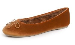 Feversole Women's Ultra Soft Colorful Memory Foam Cushioned Faux Suede Home Ballet Flats Camel Velvet Fur Lined Size 7.5 M US