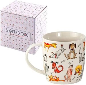 SPOTTED DOG GIFT COMPANY - Tazza con cani carini - tazza grande per caffè e tè a colazione - idee regalo per uomo e donna - in porcellana