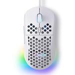 TMKB Falcon M1SE Ultralight Honeycomb Gaming Mouse, High-Precision 12800DPI Optical Sensor, 6 Programmable Buttons, Customizable RGB, Drag-Free Paracord, Ergonomic Wired Gaming Mouse - Matte White