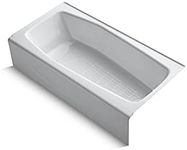 KOHLER 716-0 Villager 60" x 30-1/4" Alcove Cast Iron Bathtub with Left-Hand Drain and Integral Apron, Safeguard Slip-Resistant Surface, White