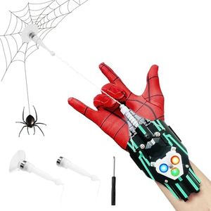 Luminoso Spider Web Shooter, 3 m Spara Ragnatele Spiderman con Launcher Glove, Guanti da Lanciatore per Bambini,Web Launcher String Shooters Toy,Giocattolo di Ruolo,Ottimo Regalo per Cosplay