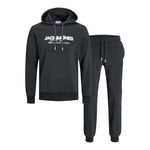 JACK & JONES Alvis Sweat Hoodie & Joggers Tracksuit Set-Black-Large