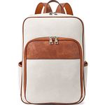 Telena Leather Womens Laptop Backpack Purse 15.6 inch Computer Travel Business Casual College Bag Beige-Brown