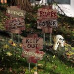 YUET 3 Assorted Halloween Horror Props Party Danger Keep Out Garden Guide Lawn Sign Decorations Yard Trick or Treating Décor Outdoor Corrugate Stake Signs Beware Warning