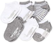 Burt's Bees Baby Boys Socks, 6-pack Ankle Or Crew With Non-slip Grips, Made Organic Cotton Casual, Heather Grey Multi, 3-12 Months US