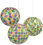 Fun Express - Mardi Gras Prints Paper Lantern for Mardi Gras - Party Decor - Hanging Decor - Lanterns - Mardi Gras - 6 Pieces