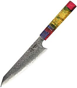 Couteau de chef Damascus Hajegato Unique en son genre de poignée professionnel couteau de cuisine de chefs japonais VG10 haute qualité 67 couches couteau damas avec sheath (Petty 6")