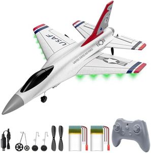 DEERCF16 Thunderbirds RC Plane,3CH Remote Control Airplane Fighter Toys,2.4GHz 6-axis Gyro Stabilizer RTF Glider Aircraft Plane with 2 Batteries,Easy to Fly for Beginners Kids Adults
