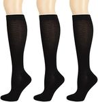 Athlemo Bamboo Compression Socks for Women & Men Circulation 3 Pairs 8-15mmHg Support Stockings for Athletic,Running,Nurse,Flight Travel BLK9-11