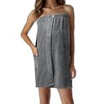 JEMIDI Sauna Towelling Kilt Sarong M-XXL Anthracite 100% Cotton Sauna Kilt Sauna Sarong Sauna Towel (Ladies Anthracite Without Embroidery)