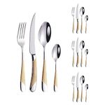 Lovcoala 16-Piece Hammered Silver Gold Silverware Sets, Cutlery Set Service for 4, Stainless Steel Flatware Set Service for 4, Utensil Set, Knives Forks Spoons Set