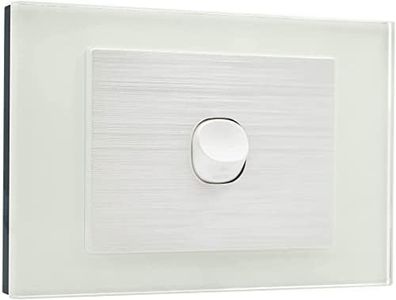 Contech CLSOL 1 Gang Wall Light Switch, 2 Way, Glass Panel, White Textured, Push Button, Horizontal & Vertical 10A 250V, SAA