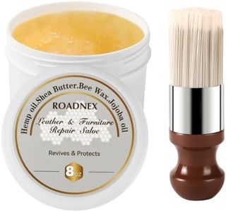 ROADNEX 8oz Leather Repair Salve & Brush Set, Leather Cleaner and Conditioner for Furniture, Couch, Car Seats - Scratch Repair, Restore Color, UV Protection, for Leather, Vinyl & Wood
