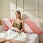 Daneey Large Headboard Pillow King Soft Daybed Pillows Bolster for Bed Back Pillow for Sitting in Bed Long Pillow for Bed Reading Pillow Adult Decorative Lumbar Pillow Couch Sofa, Removable Pink Cover