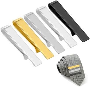 5 Piezas Pisacorbatas para Hombre, Clip de Corbata Delgado, Corbatas Clips, Alfiler de Corbata, Pasador de Corbata de Acero Inoxidable para Negocios Boda Vida Diaria Regalo (Oro, Plata, Negro)