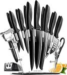 Home Hero Kitchen Knife Set - 17 pcs Chef Knife Set with Stainless Steel Kitchen Knives Set - Black