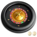 Leyndo 18 Inches ABS Professional Roulette Wheel Set, Casino Grade Roulette Set with Double Zero Layout Roulette Wheel with 2 Roulette Balls for Night Home Game or Professional Use