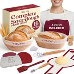 YOLYN Banneton Bread Test Basket Set, Complete Sourdough Starter Set with Banneton Bread Test Baskets, Apron, Bowl Scraper and Sourdough Baking Accessories