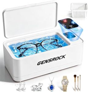 GENGROCK Ultrasonic Jewelry Cleaner, 48KHz Portable Ultrasonic Cleaner, Glasses, Jewelry, Rings, Earrings, Dentures, Triple Cleaning Mode, 360ML ABS Food Grade Eco-Friendly Plastic Tank(White)