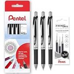 Pentel EnerGel XM BL77 - Retractable Liquid Gel Ink Pen - 0.7mm - 54% Recycled - Cardboard Wallet of 3 Pens + 3 Refills (Black)