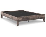 Signature Design by Ashley Neilsville Mid-Century Modern Queen Platform Bed, Ready-to-Assemble, Does Not Include Headboard, Grayish Brown Butcher Block