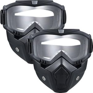 2 Pack Airsoft Full Face Mask with Detachable Goggles, Paintball Tactical Mask, Anti Fog, Motorcycle Riding Protection