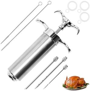 Dormercy Meat Injector Syringe Kit, Flavor Injector with 3 Marinade Needles, Stainless Steel Kitchen Food Injection Syringe for Turkey Cooking