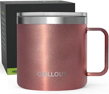 CHILLOUT LIFE 16 oz Stainless Steel Vacuum Insulated Coffee Mug with Handle and Lid, Large Thermal Camping Coffee Mug Cup with Durable Sliding Lid for Men & Women, Keeps Your Beverages Hot and Cold