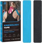 AnjoCare Kinesiology Tape Precut 2 Rolls,Elastic Kinesiology Therapeutic Tape for Physical Therapy,Sports and Injury Recovery,Athletic Sports Tape for Knee,Ankle & Shoulder(2 x 20 Strips) Blue + Black