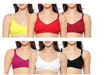 STXXOR F-6 Regular Women' Cotton Export None Wired Bra Combo Pack of 6 for Everyday uses Bra (Multicoloured) (32-B)