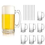 QAPPDA Beer Mugs Set,Glass Mugs Wit