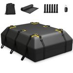 GiantexUK 15/21 Cubic Feet Car Roof Bag, Waterproof Cargo Top Carrier with Non-Slip Mat, Combination Lock, 6 Door Hooks & Straps, Rooftop Luggage Storage Box for Car Suv (Black, 600L)