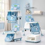 Baybee 4 in 1 Convertible High Chair for Kids | Foldable Baby Feeding Chair with Safety Harness, Adjustable Tray, Booster Seat | Easy to Clean, Portable Dining Chair (Blue)