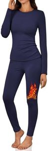 LILLUSORY Womens Long Johns Thermal Underwear Set Navy S